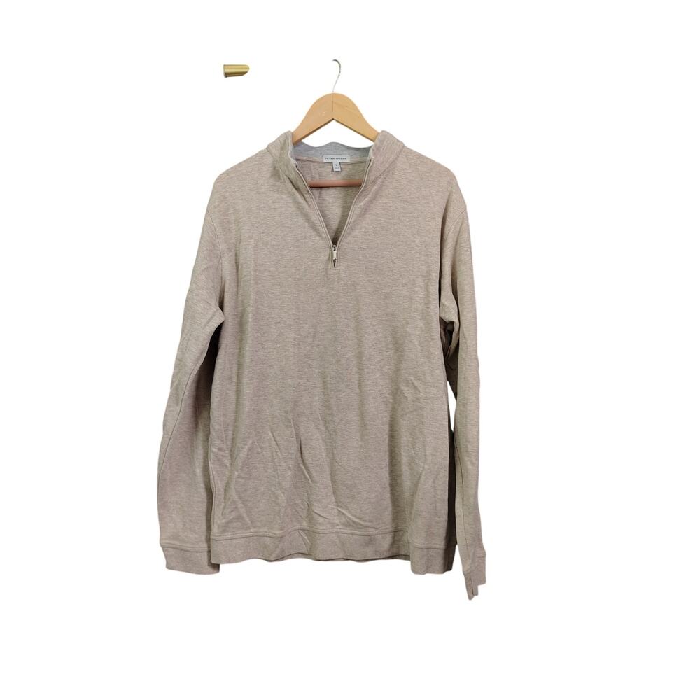 Peter Millar Crown Comfort Interlock Essential Quarter-Zip Fawn  Men's Large